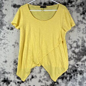 Melissa Paige Top Womens Size‎ PXL Yellow High Low Hem Cotton Viscose Scoop Neck